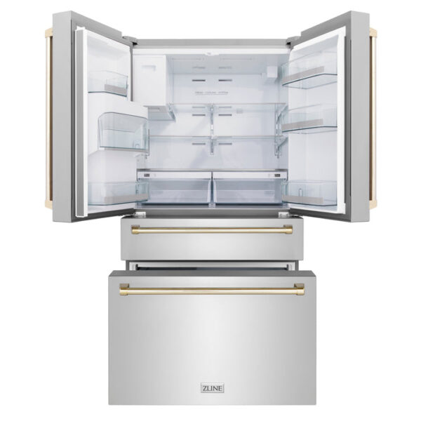ZLINE 36 in. Autograph Edition 21.6 cu. ft Freestanding French Door Refrigerator with Water Dispenser in Stainless Steel with Matte Black Accents (RFMZ-W-36-MB) - Image 16