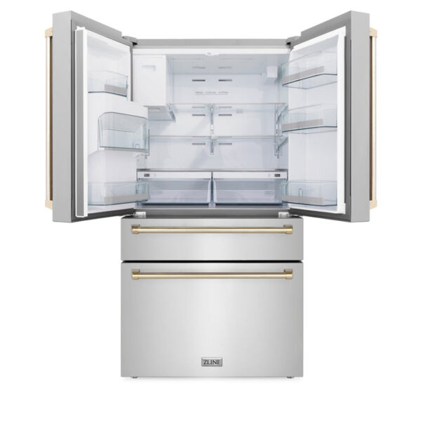 ZLINE 36 in. Autograph Edition 21.6 cu. ft Freestanding French Door Refrigerator with Water Dispenser in Stainless Steel with Matte Black Accents (RFMZ-W-36-MB) - Image 17