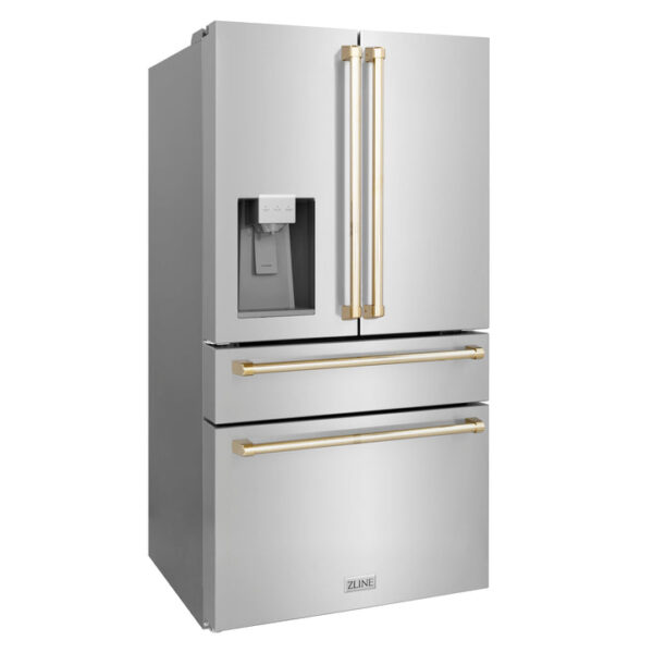 ZLINE 36 in. Autograph Edition 21.6 cu. ft Freestanding French Door Refrigerator with Water Dispenser in Stainless Steel with Matte Black Accents (RFMZ-W-36-MB) - Image 6