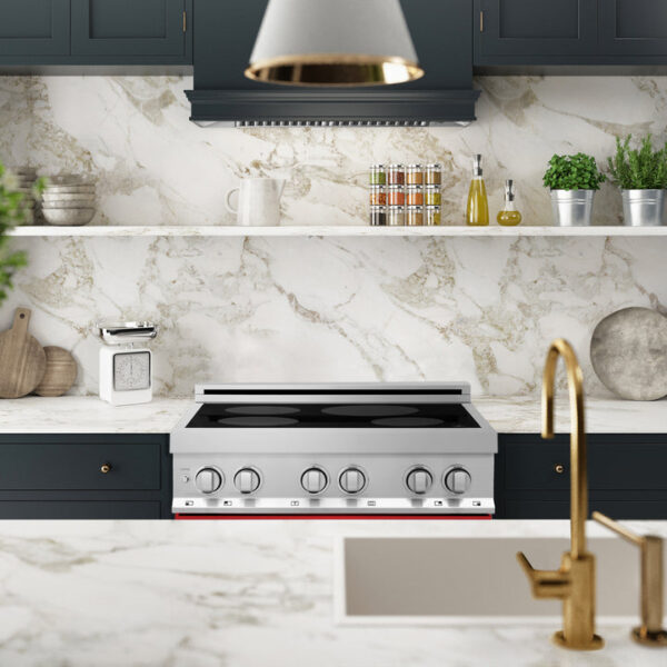 ZLINE 30 in. 4.0 cu. ft. Dual Fuel Range with Gas Stove and Electric Oven in Stainless Steel with Red Matte Door (RA-RM-30) - Image 8
