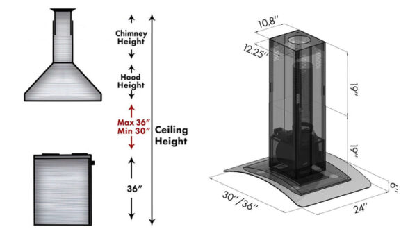 ZLINE 30 in. Island Mount Range Hood in Fingerprint Resistant Stainless Steel & Glass (8GL14iS-30) - Image 3