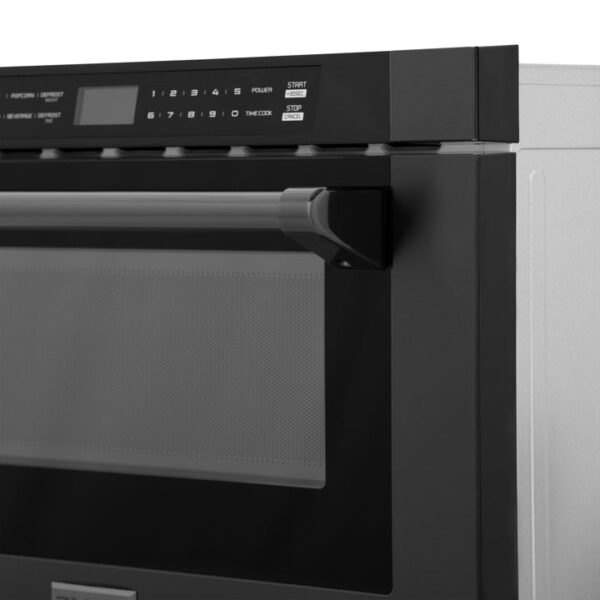 ZLINE 24 in. 1.2 cu. ft. Black Stainless Steel Built-in Microwave Drawer with a Traditional Handle (MWD-1-BS-H) - Image 6