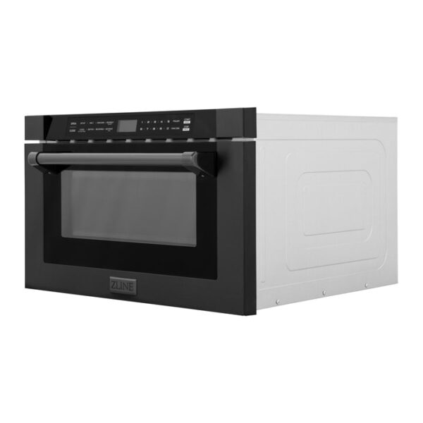 ZLINE 24 in. 1.2 cu. ft. Black Stainless Steel Built-in Microwave Drawer with a Traditional Handle (MWD-1-BS-H) - Image 7