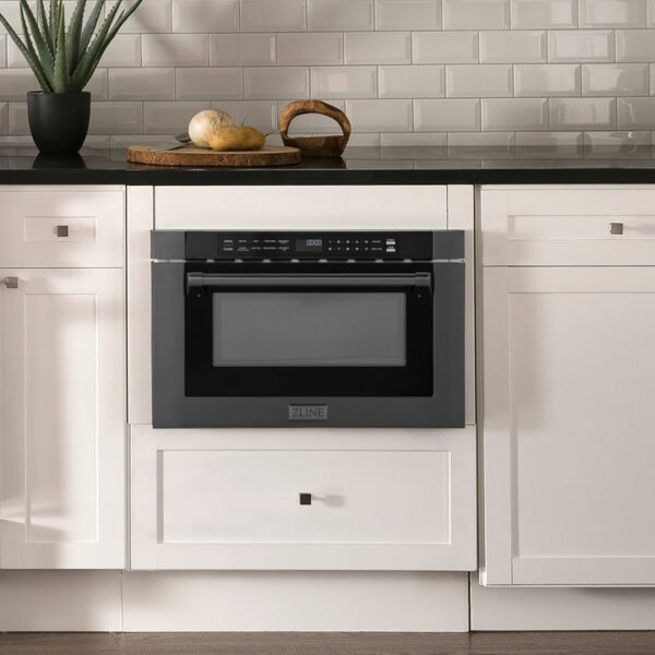 ZLINE 24 in. 1.2 cu. ft. Black Stainless Steel Built-in Microwave Drawer with a Traditional Handle (MWD-1-BS-H) - Image 9