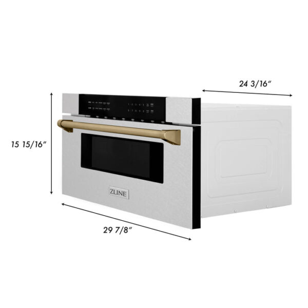 ZLINE Autograph Edition 30 in. 1.2 cu. ft. Built-In Microwave Drawer in Fingerprint Resistant Stainless Steel with Champagne Bronze Accents (MWDZ-30-SS-CB) - Image 2
