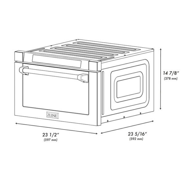 ZLINE Autograph Edition 24 in. 1.2 cu. ft. Built-in Microwave Drawer in Black Stainless Steel with Polished Gold Accents (MWDZ-1-BS-H-G) - Image 5
