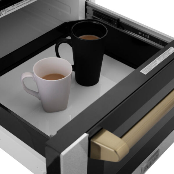 ZLINE Autograph Edition 24 in. Microwave in Fingerprint Resistant Stainless Steel with Traditional Handles and Champagne Bronze Accents (MWDZ-1-SS-H-CB) - Image 6