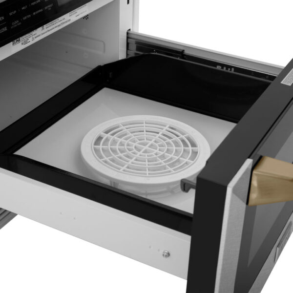 ZLINE Autograph Edition 24 in. Microwave in Fingerprint Resistant Stainless Steel with Traditional Handles and Champagne Bronze Accents (MWDZ-1-SS-H-CB) - Image 8