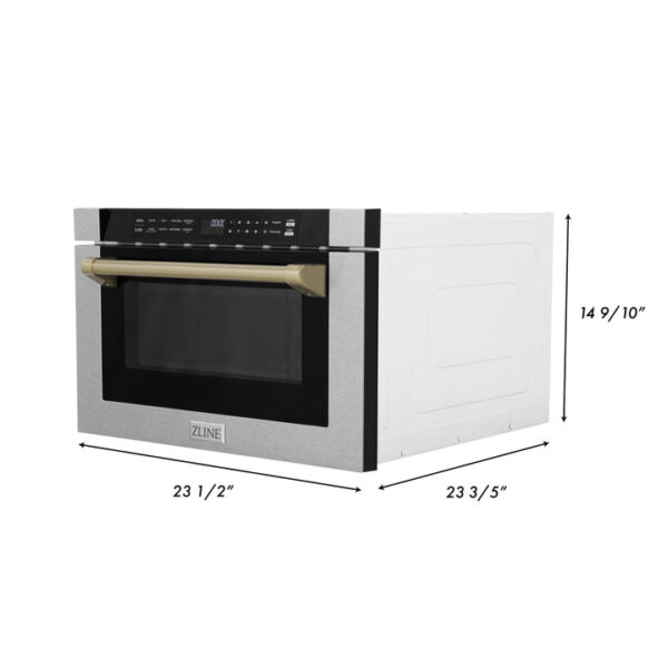 ZLINE Autograph Edition 24 in. Microwave in Fingerprint Resistant Stainless Steel with Traditional Handles and Champagne Bronze Accents (MWDZ-1-SS-H-CB) - Image 5