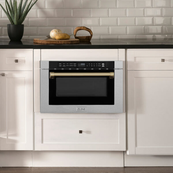 ZLINE Autograph Edition 24 in. Microwave in Fingerprint Resistant Stainless Steel with Traditional Handles and Champagne Bronze Accents (MWDZ-1-SS-H-CB) - Image 11