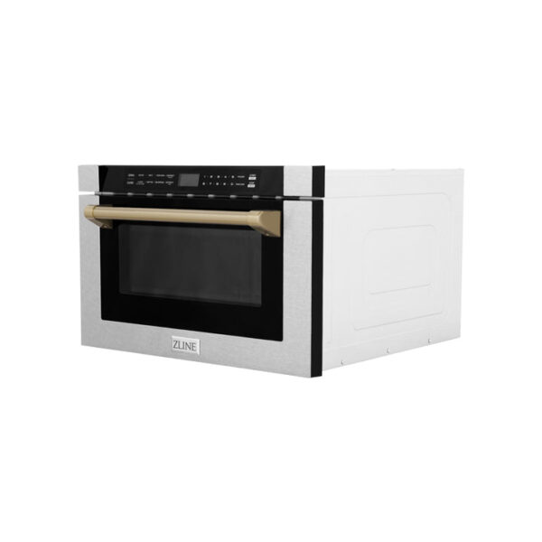 ZLINE Autograph Edition 24 in. Microwave in Fingerprint Resistant Stainless Steel with Traditional Handles and Champagne Bronze Accents (MWDZ-1-SS-H-CB) - Image 9