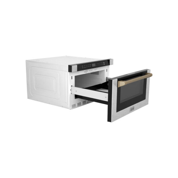ZLINE Autograph Edition 24 in. Microwave in Fingerprint Resistant Stainless Steel with Traditional Handles and Champagne Bronze Accents (MWDZ-1-SS-H-CB) - Image 10