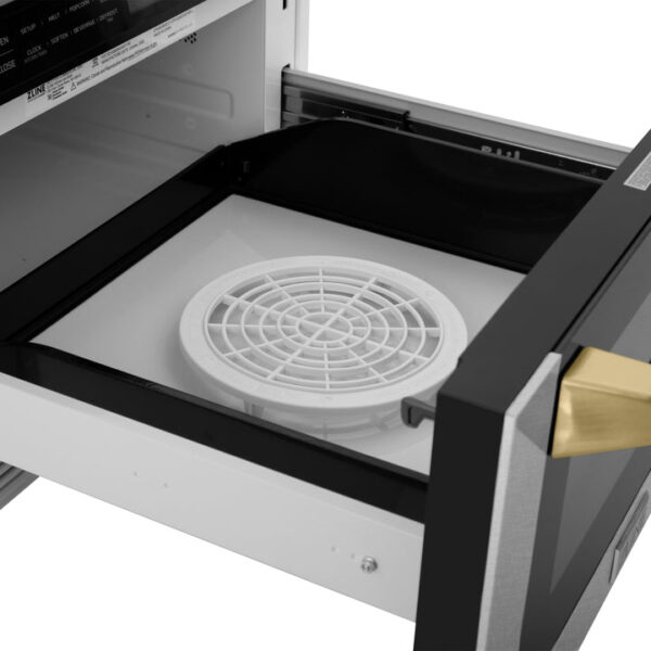 ZLINE Autograph Edition 24 in. Microwave in Fingerprint Resistant Stainless Steel with Traditional Handles and Polished Gold Accents (MWDZ-1-SS-H-G) - Image 5