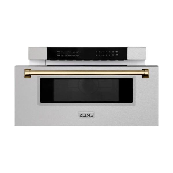 ZLINE Autograph Edition 30 in. 1.2 cu. ft. Built-In Microwave Drawer in Fingerprint Resistant Stainless Steel with Champagne Bronze Accents (MWDZ-30-SS-CB) - Image 10