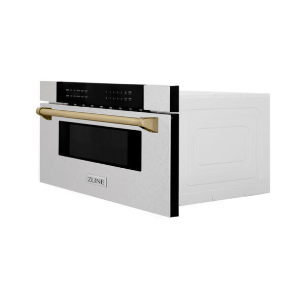 ZLINE Autograph Edition 30 in. 1.2 cu. ft. Built-In Microwave Drawer in Fingerprint Resistant Stainless Steel with Champagne Bronze Accents (MWDZ-30-SS-CB) - Image 8