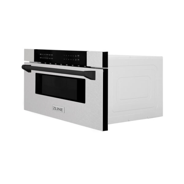 ZLINE Autograph Edition 30 in. 1.2 cu. ft. Built-In Microwave Drawer in Fingerprint Resistant Stainless Steel with Matte Black Accents (MWDZ-30-SS-MB) - Image 6