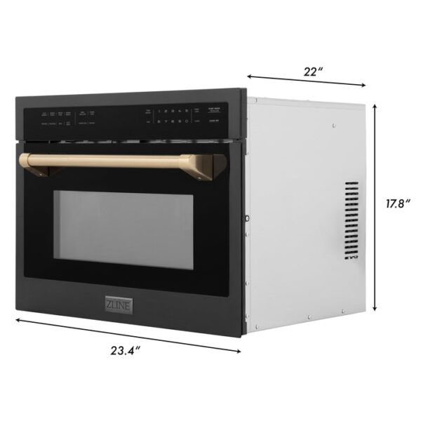 ZLINE Autograph Edition 24 in. 1.6 cu ft. Built-in Convection Microwave Oven in Black Stainless Steel with Champagne Bronze Accents (MWOZ-24-BS-CB) - Image 2
