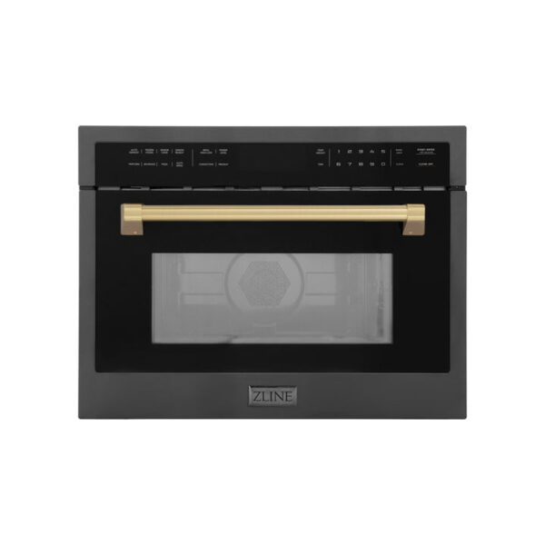 ZLINE Autograph Edition 24 in. 1.6 cu ft. Built-in Convection Microwave Oven in Black Stainless Steel with Champagne Bronze Accents (MWOZ-24-BS-CB) - Image 12
