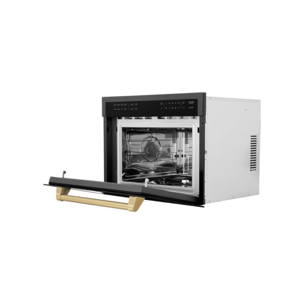 ZLINE Autograph Edition 24 in. 1.6 cu ft. Built-in Convection Microwave Oven in Black Stainless Steel with Champagne Bronze Accents (MWOZ-24-BS-CB) - Image 6