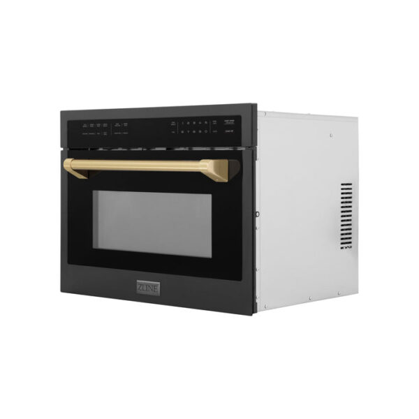 ZLINE Autograph Edition 24 in. 1.6 cu ft. Built-in Convection Microwave Oven in Black Stainless Steel with Champagne Bronze Accents (MWOZ-24-BS-CB) - Image 11