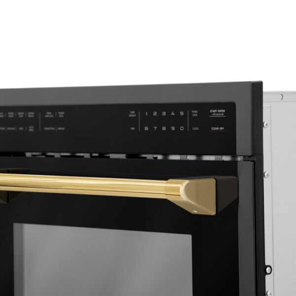 ZLINE Autograph Edition 24 in. 1.6 cu ft. Built-in Convection Microwave Oven in Black Stainless Steel with Polished Gold Accents (MWOZ-24-BS-G) - Image 8