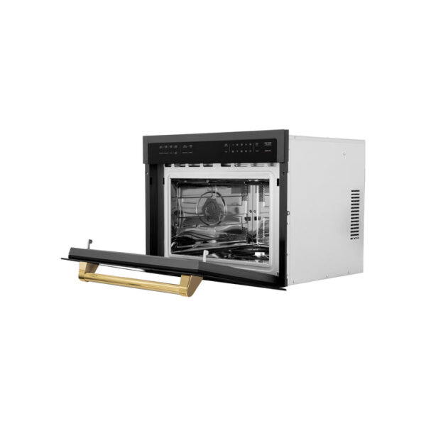ZLINE Autograph Edition 24 in. 1.6 cu ft. Built-in Convection Microwave Oven in Black Stainless Steel with Polished Gold Accents (MWOZ-24-BS-G) - Image 6
