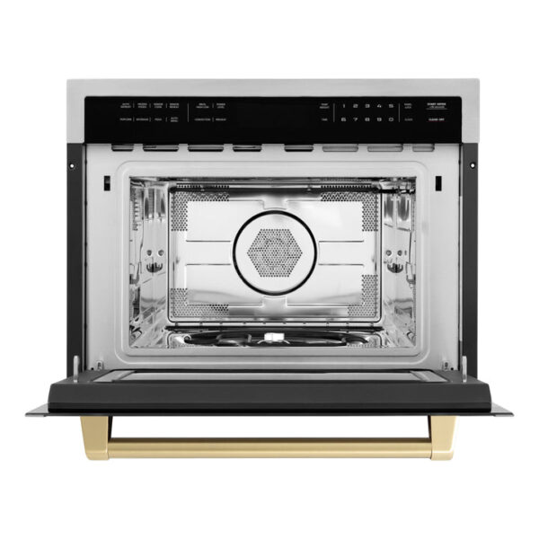 ZLINE Autograph Edition 24 in. 1.6 cu ft. Built-in Convection Microwave Oven in Stainless Steel with Champagne Bronze Accents (MWOZ-24-CB) - Image 6