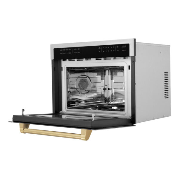 ZLINE Autograph Edition 24 in. 1.6 cu ft. Built-in Convection Microwave Oven in Stainless Steel with Champagne Bronze Accents (MWOZ-24-CB) - Image 5