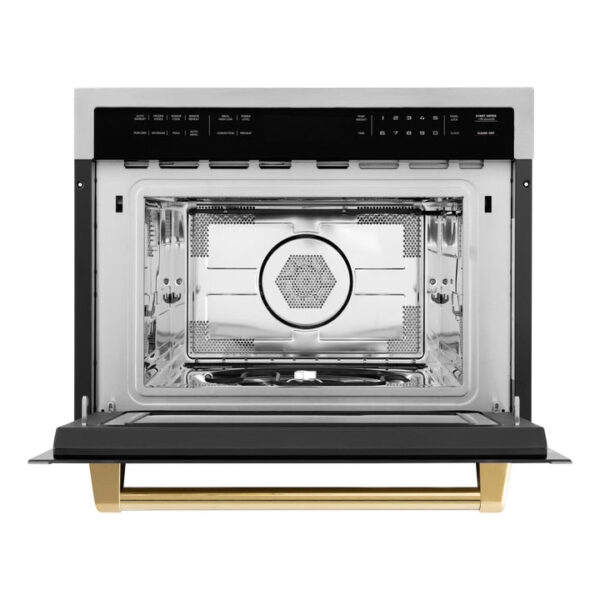 ZLINE Autograph Edition 24 in. 1.6 cu ft. Built-in Convection Microwave Oven in Stainless Steel with Polished Gold Accents (MWOZ-24-G) - Image 5