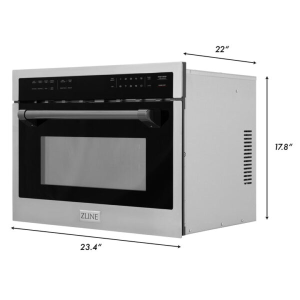 ZLINE Autograph Edition 24 in. 1.6 cu ft. Built-in Convection Microwave Oven in Stainless Steel with Matte Black Accents (MWOZ-24-MB) - Image 2