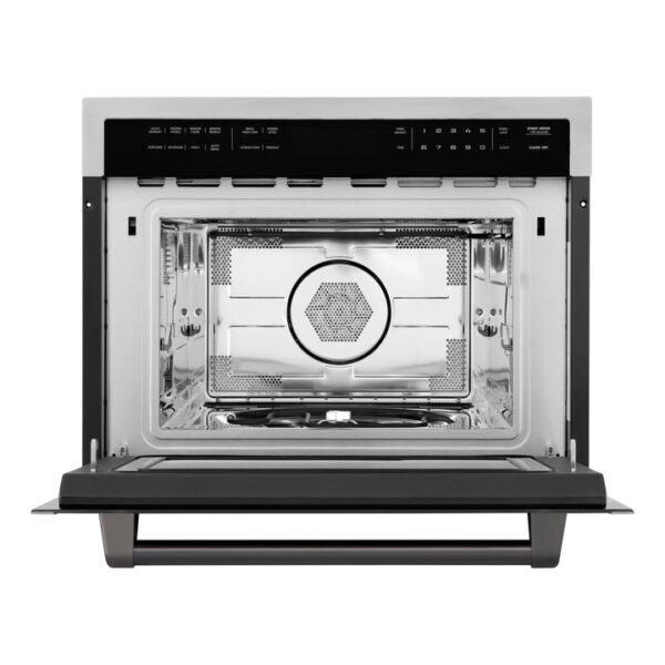 ZLINE Autograph Edition 24 in. 1.6 cu ft. Built-in Convection Microwave Oven in Stainless Steel with Matte Black Accents (MWOZ-24-MB) - Image 3