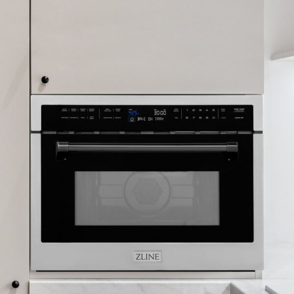 ZLINE Autograph Edition 24 in. 1.6 cu ft. Built-in Convection Microwave Oven in Stainless Steel with Matte Black Accents (MWOZ-24-MB) - Image 8