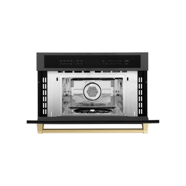 ZLINE Autograph Edition 30 in. 1.6 cu ft. Built-in Convection Microwave Oven in Black Stainless Steel with Champagne Bronze Accents (MWOZ-30-BS-CB) - Image 8