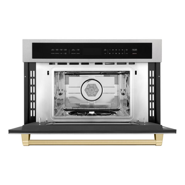 ZLINE Autograph Edition 30 in. 1.6 cu ft. Built-in Convection Microwave Oven in Stainless Steel with Champagne Bronze Accents (MWOZ-30-CB) - Image 8