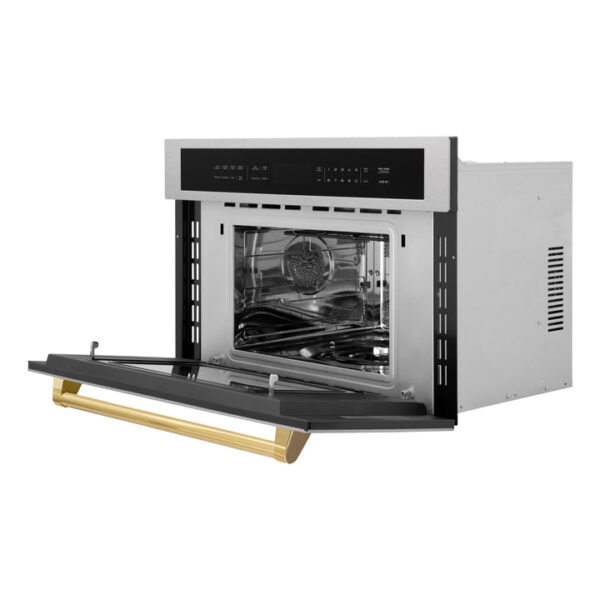 ZLINE Autograph Edition 30 in. 1.6 cu ft. Built-in Convection Microwave Oven in Fingerprint Resistant Stainless Steel with Polished Gold Accents (MWOZ-30-SS-G) - Image 9