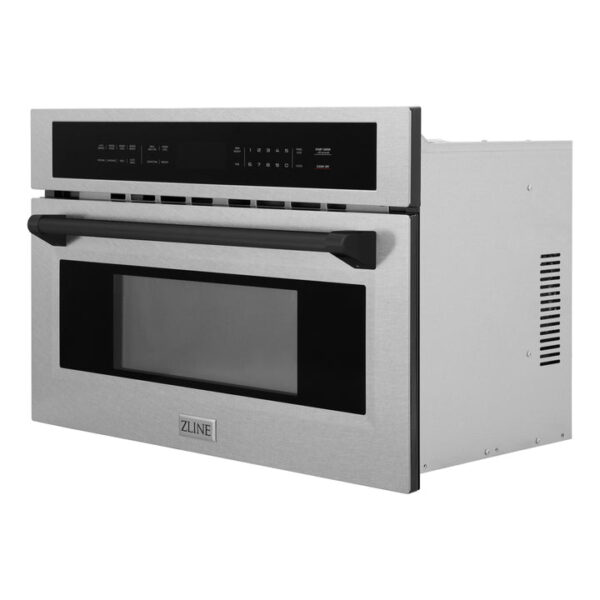 ZLINE Autograph Edition 30 in. 1.6 cu ft. Built-in Convection Microwave Oven in Fingerprint Resistant Stainless Steel with Matte Black Accents (MWOZ-30-SS-MB) - Image 8