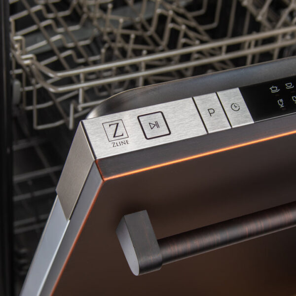 ZLINE 18 in. Compact Top Control Dishwasher with Oil-Rubbed Bronze Panel and Traditional Handle, 52dBa (DW-ORB-H-18) - Image 3