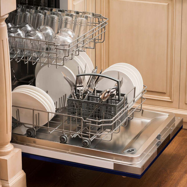 ZLINE 24 in. Top Control Dishwasher in Blue Gloss and Modern Style Handle, 52dBa (DW-BG-H-24) - Image 4