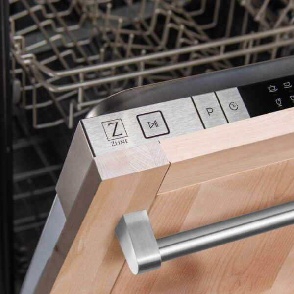 ZLINE 18 in. Compact Top Control Dishwasher with Unfinished Wooden Panel and Traditional Handle, 52dBa (DW-UF-H-18) - Image 6