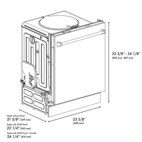ZLINE 24 in. Panel Ready Top Control Dishwasher with Stainless Steel Tub, 52dBa (DW7713-24) - Image 2
