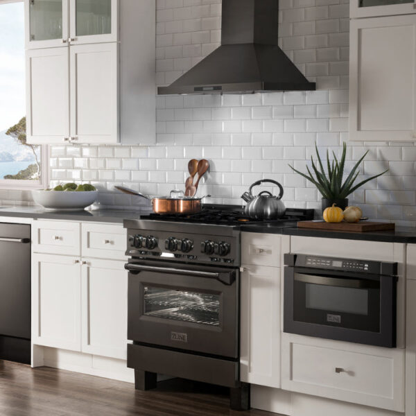 ZLINE 30 in. 4.0 cu. ft. Dual Fuel Range with Gas Stove and Electric Oven in Black Stainless Steel with Brass Burners (RAB-BR-30) - Image 17