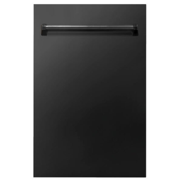 ZLINE 18 in. Compact Top Control Dishwasher with Black Stainless Steel Panel and Traditional Handle, 52dBa (DW-BS-18)