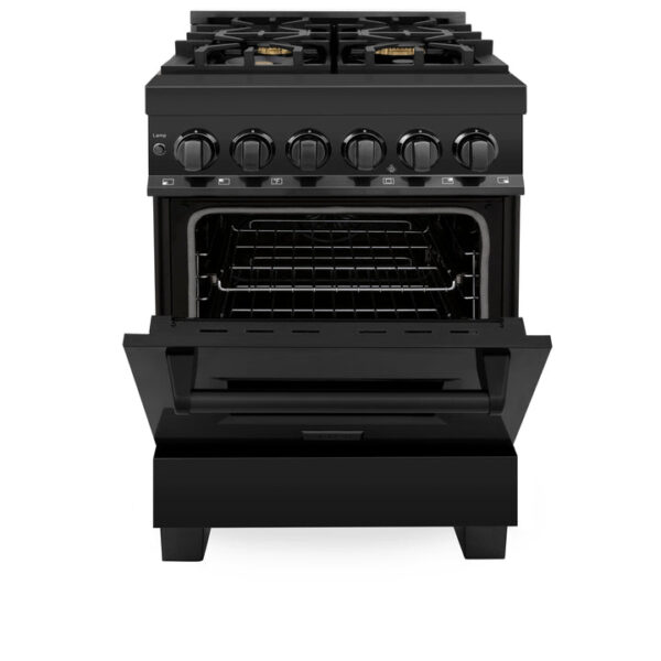 ZLINE 24 in. Professional Dual Fuel Range in Black Stainless Steel with Brass Burners (RAB-BR-24) - Image 15