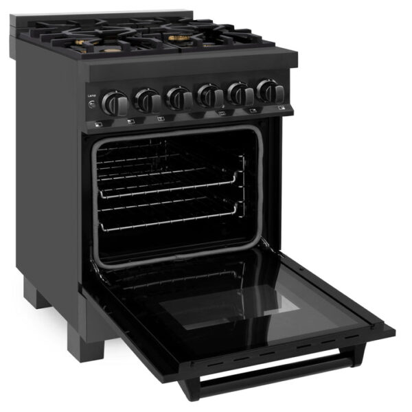 ZLINE 24 in. Professional Dual Fuel Range in Black Stainless Steel with Brass Burners (RAB-BR-24) - Image 10