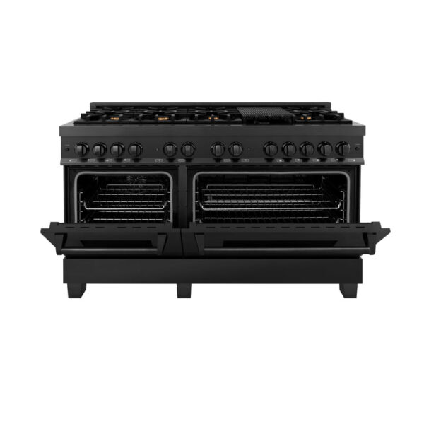 ZLINE 60 in. 7.4 cu. ft. Dual Fuel Range with Gas Stove and Electric Oven in Black Stainless Steel with Brass Burners (RAB-60) - Image 18