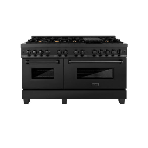 ZLINE 60 in. 7.4 cu. ft. Dual Fuel Range with Gas Stove and Electric Oven in Black Stainless Steel with Brass Burners (RAB-60) - Image 19
