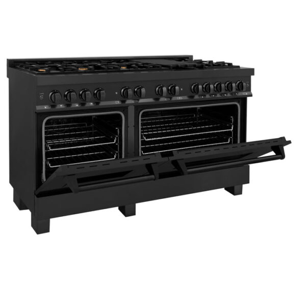ZLINE 60 in. 7.4 cu. ft. Dual Fuel Range with Gas Stove and Electric Oven in Black Stainless Steel with Brass Burners (RAB-60) - Image 15