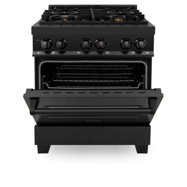 ZLINE 30 in. 4.0 cu. ft. Dual Fuel Range with Gas Stove and Electric Oven in Black Stainless Steel with Brass Burners (RAB-BR-30) - Image 13