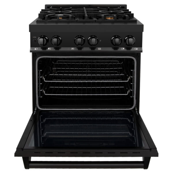 ZLINE 30 in. 4.0 cu. ft. Dual Fuel Range with Gas Stove and Electric Oven in Black Stainless Steel with Brass Burners (RAB-BR-30) - Image 11