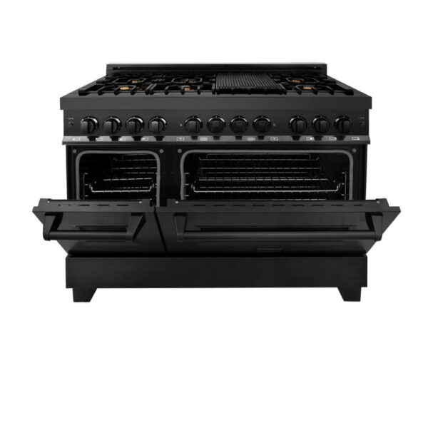 ZLINE 48 in. 6.0 cu. ft. Dual Fuel Range with Gas Stove and Electric Oven in Black Stainless Steel with Brass Burners (RAB-BR-48) - Image 12